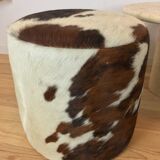 Pouf and cow cushion, leather