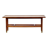 Midcentury Two Tier Teak And Brass Coffee Table Vintage Modern Retro Danis