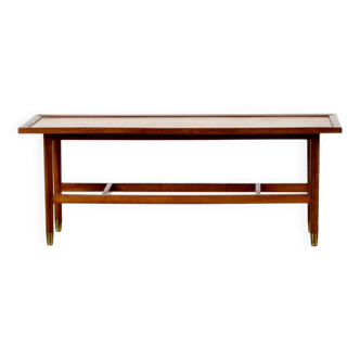 Midcentury Two Tier Teak And Brass Coffee Table Vintage Modern Retro Danis