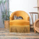 Ochre yellow velvet toad chair