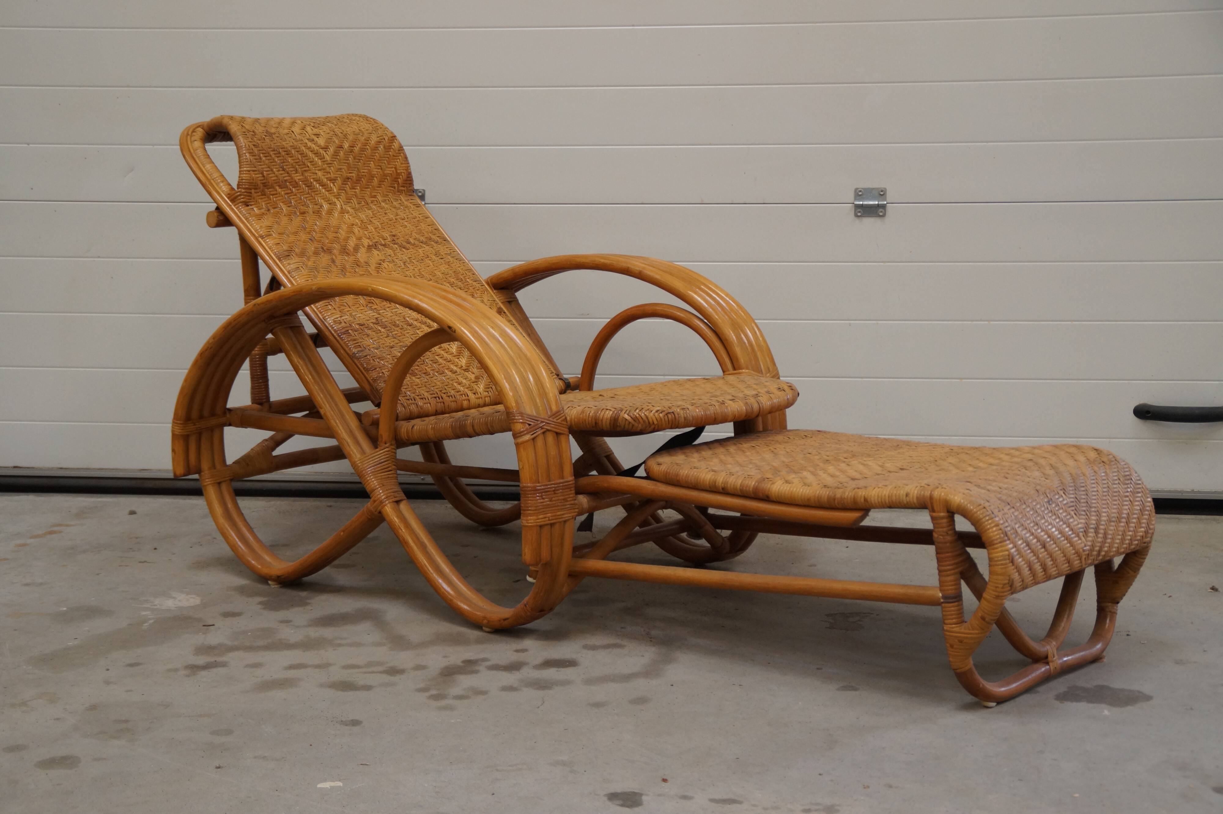 Chaise longue en rotin