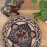 Vintage Hand Painted Tunisian Decorative Plate With Camel, Ornate Stoneware