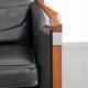 Fauteuil Art Déco en cuir noir et bois