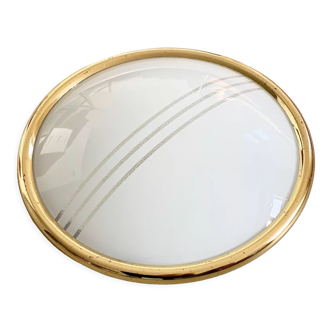 Plafonnier rond vintage or & blanc