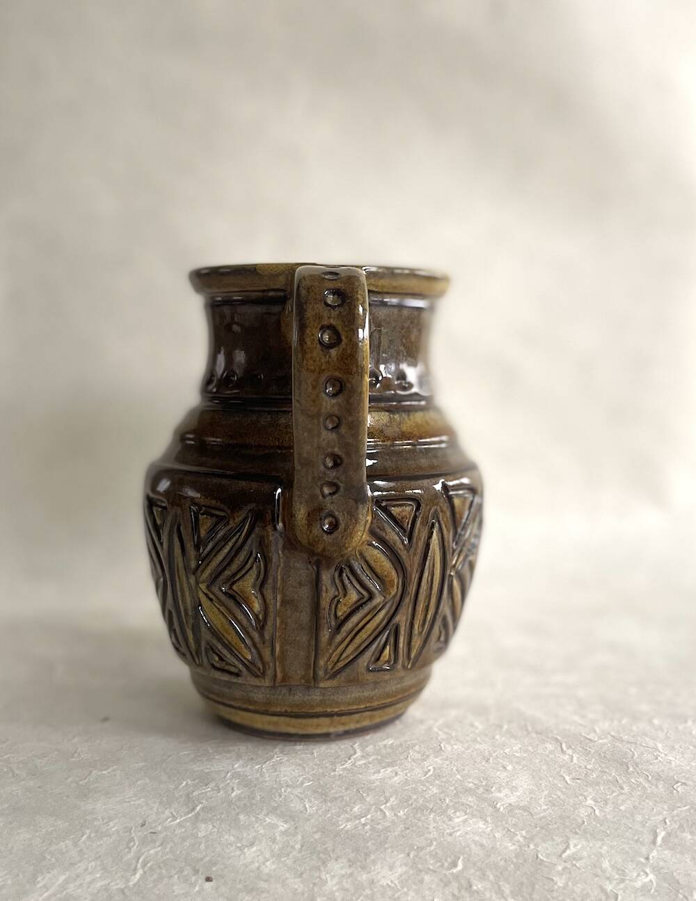 Italian Glazed Ceramic Vase – Sgraffito Engraving