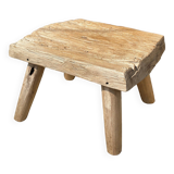 Small side table or stool in four-legged blond teak H:30 L43 l30