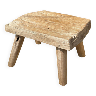 Small side table or stool in four-legged blond teak H:30 L43 l30