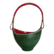 Leon elchinger soufflenheim - red and green ceramic fruit basket with handle