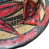 Wicker and leather hat