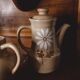Flowered coffee maker Art Nouveau "Autumn" manufacture St-Amand