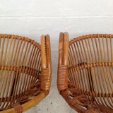 Paire de fauteuils en rotin vintage