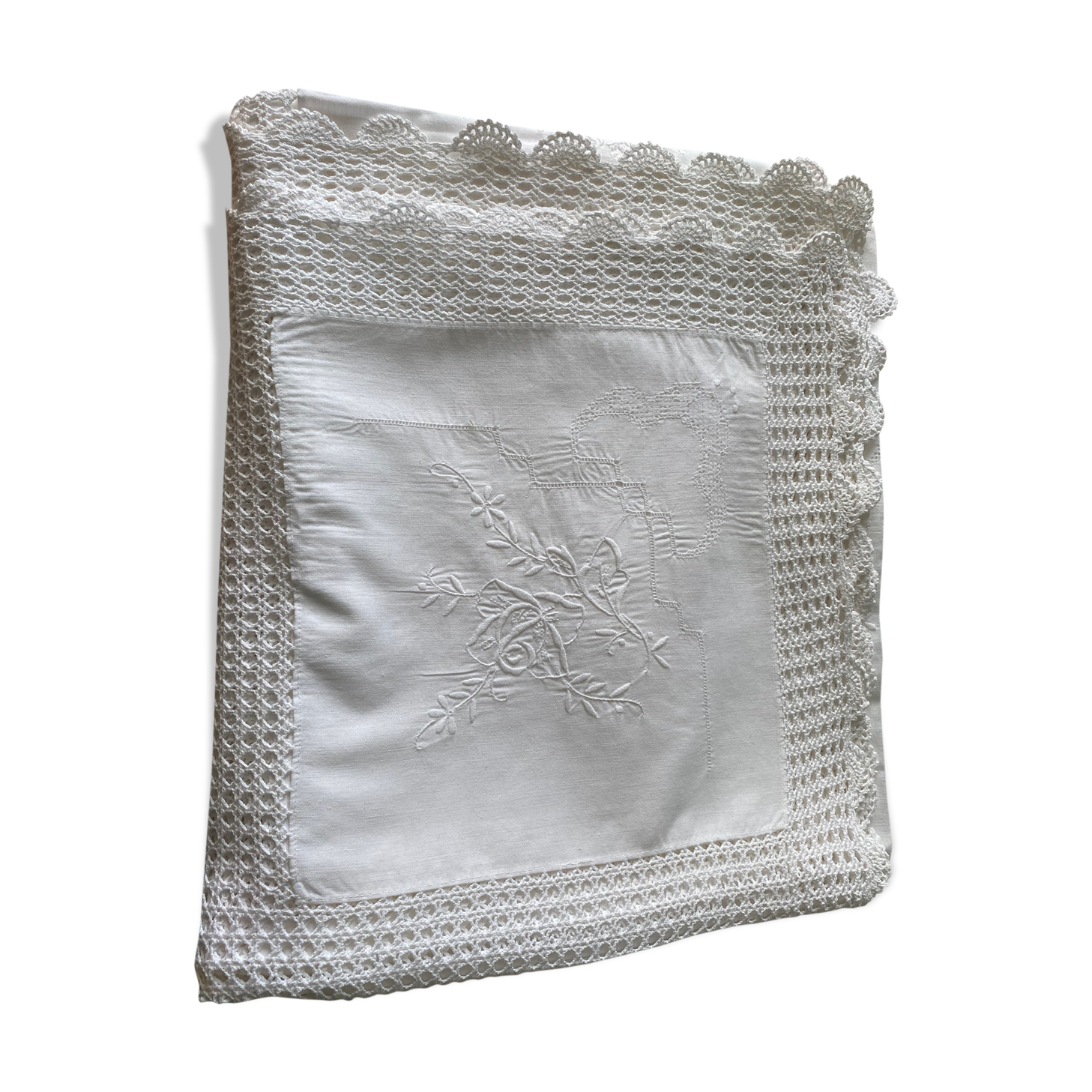 Handmade cotton embroidery tablecloth