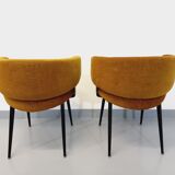 Paire de fauteuils italiens vintage en velours et métal noir des années 60