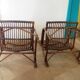 Lot de 2 Fauteuils de jardin en rotin et bambou -Vintage -Années 60 - avec coussins - vernis satin