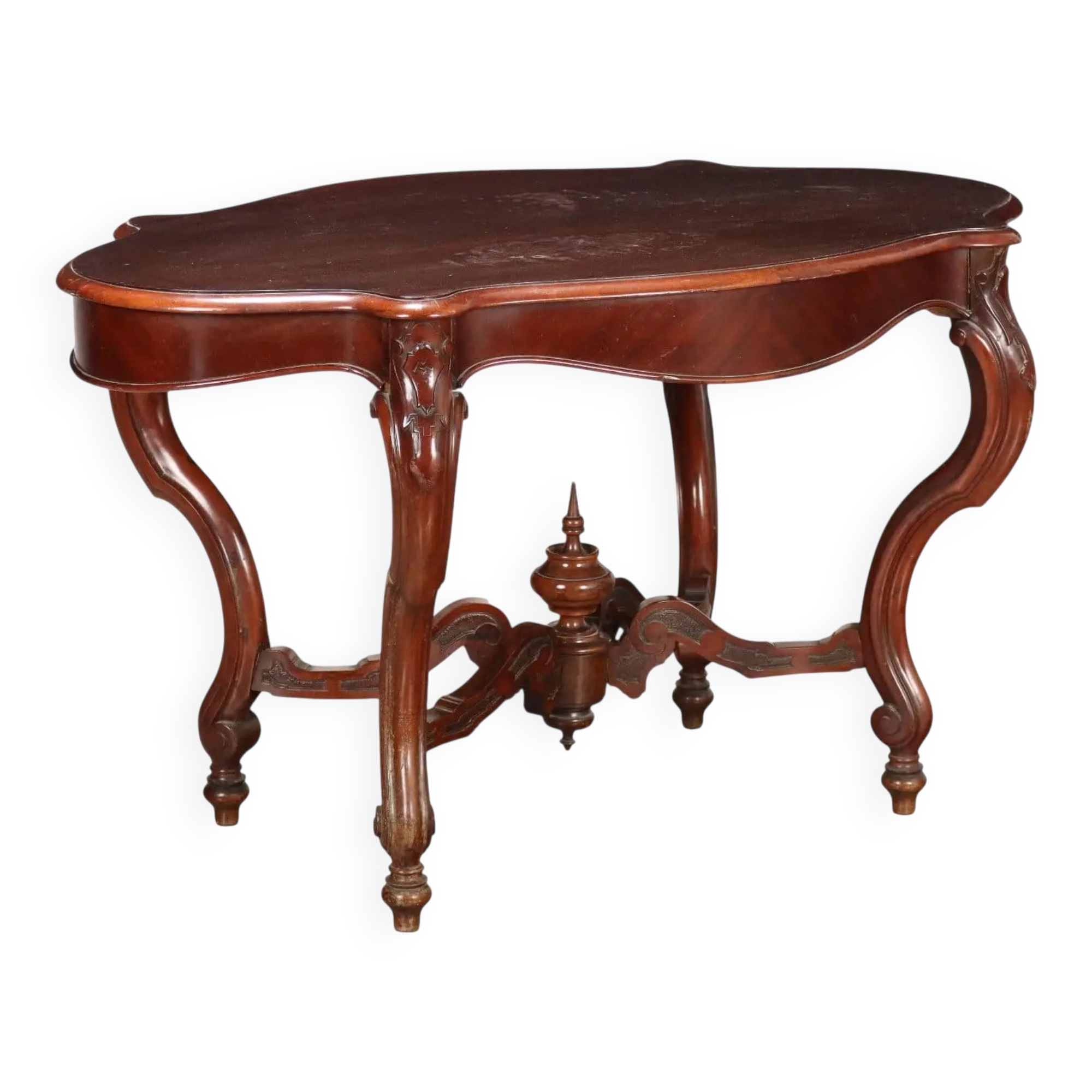 Table ancienne umbertine en acajou, Italie, fin XIXe siècle