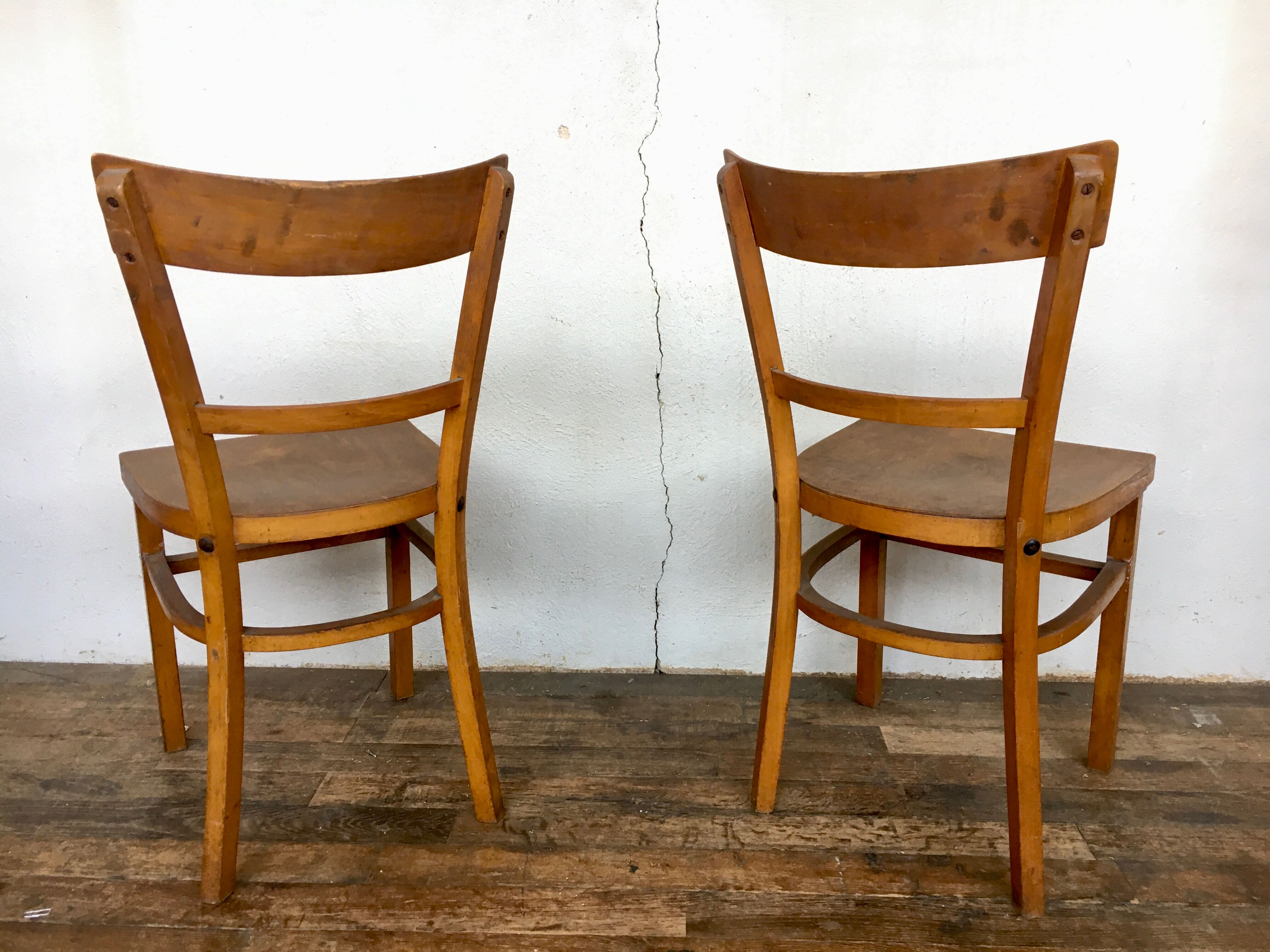 Paire de chaises bistrot troquet Fischel 1950