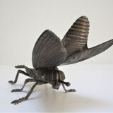 Zoomorphic ashtray fly metal patinated vintage