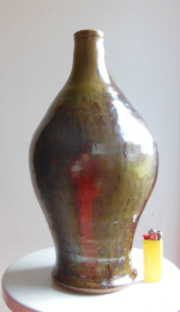 Pied de lampe en grès vintage années 50-60, signature à identifier