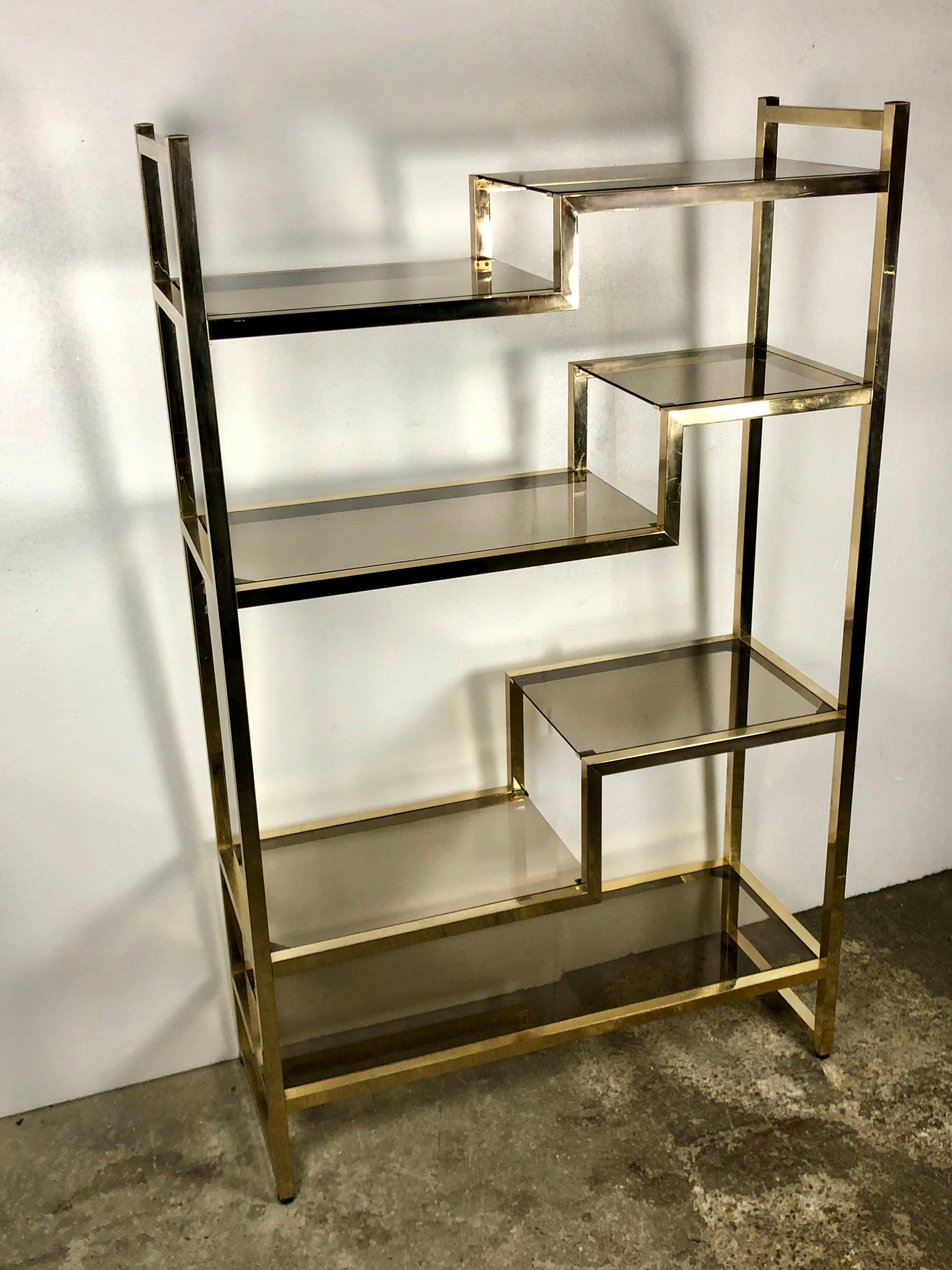 Vintage gold chrome metal Lancel bookcase 1970