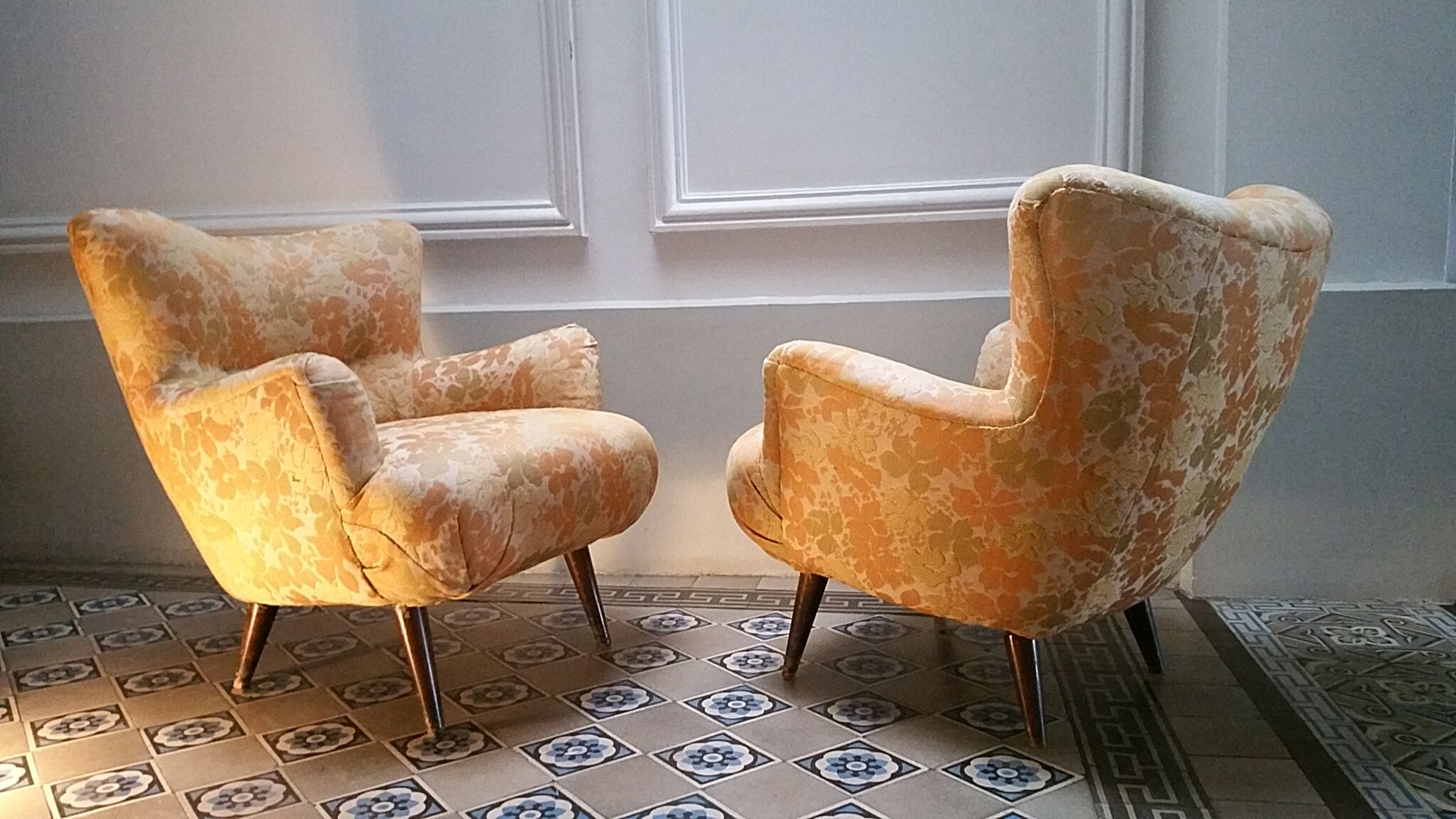 Pair of chairs design organic vintage 50s 60s