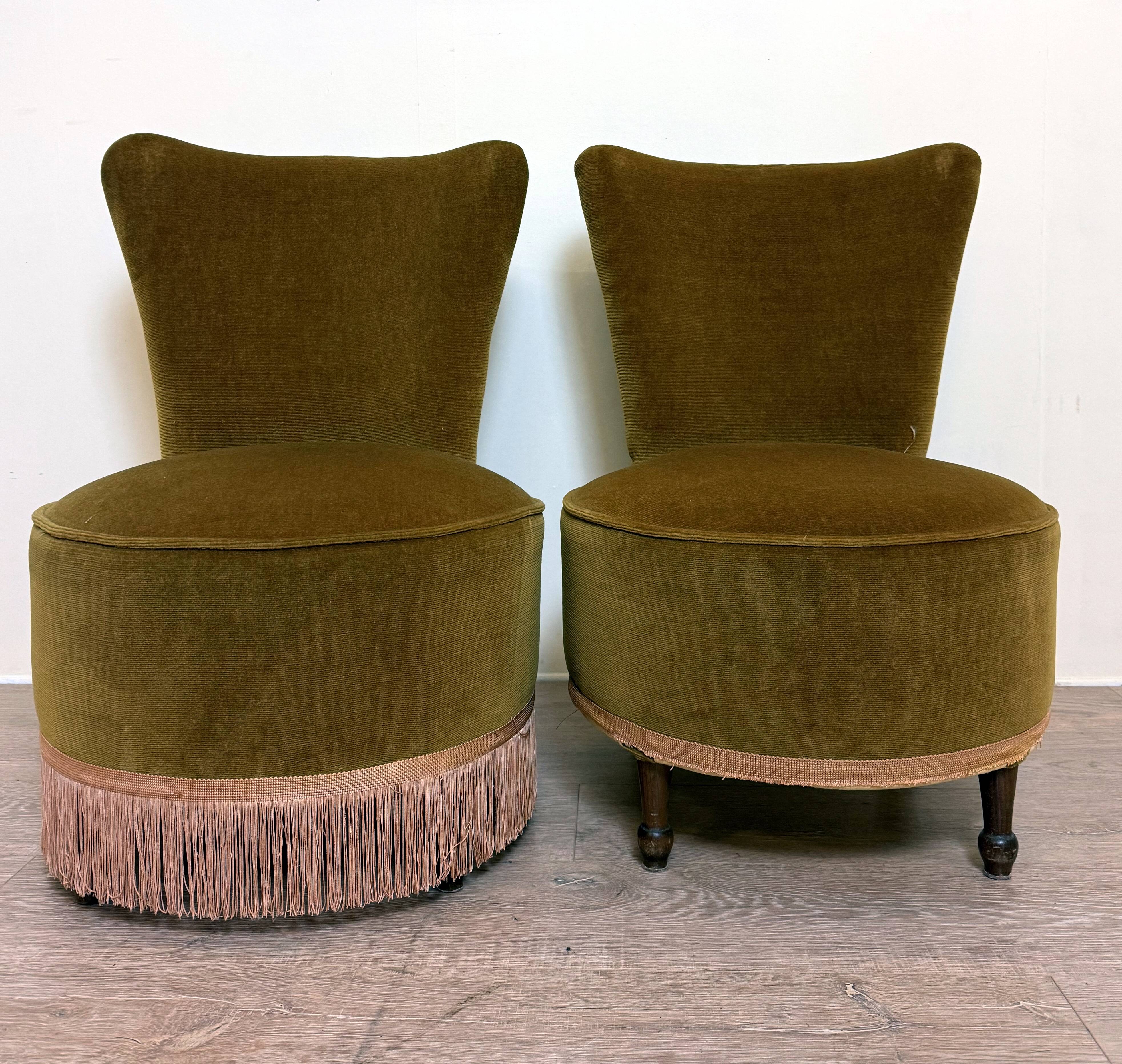 pair of toad chairs, Napoleon III period, Genoa velvet-style fabrics
