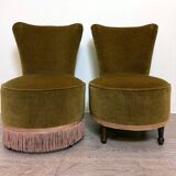 pair of toad chairs, Napoleon III period, Genoa velvet-style fabrics