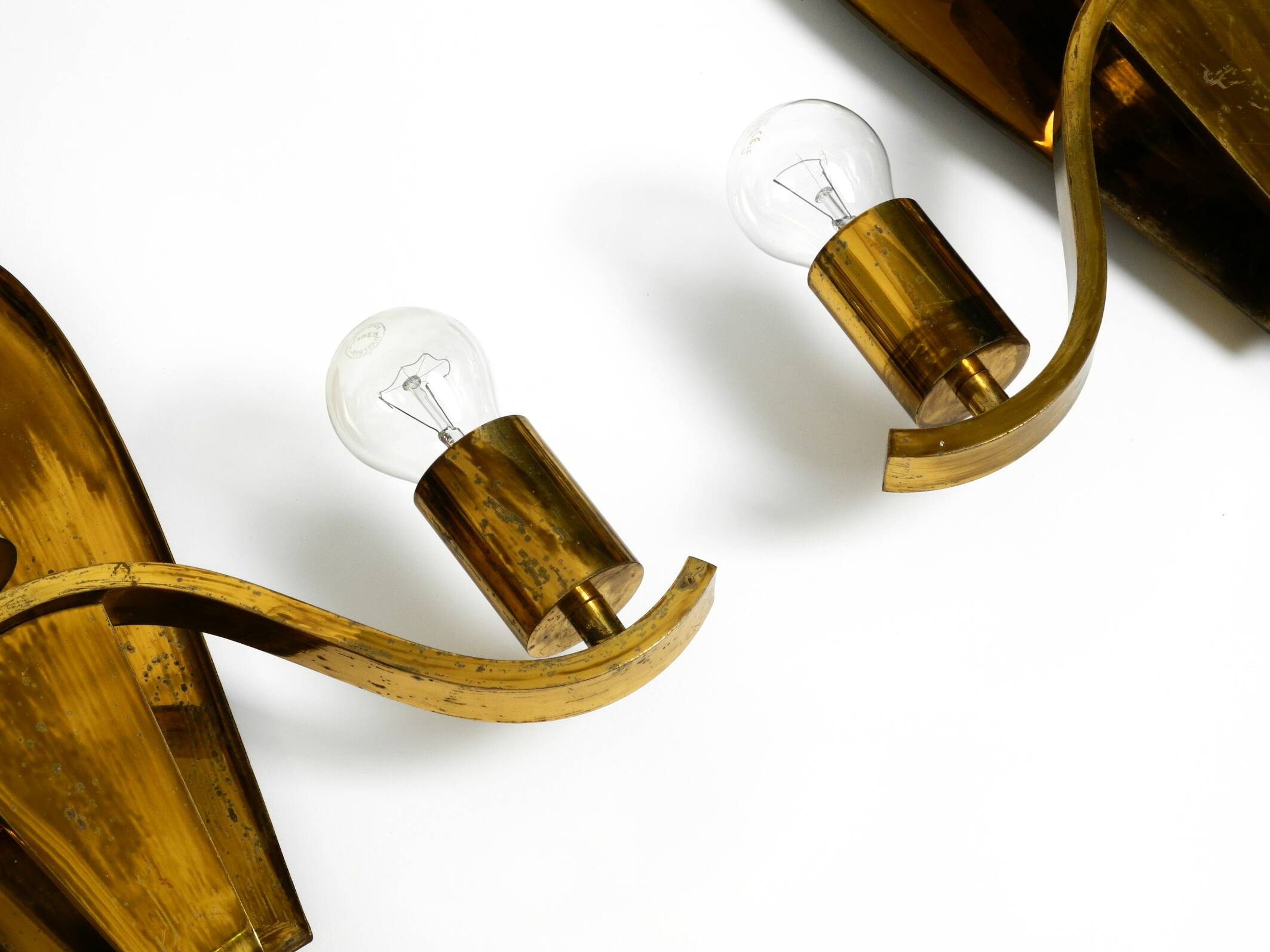 Pair of large heavy Mid Century brass wall lights from a German church