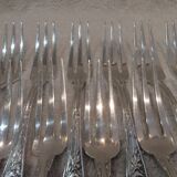 12 silver plated table forks by Boulenger, Art Nouveau Chardons