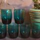 Six verres de verrier bleus paon vintages