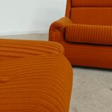 Complete orange salon JITONA in Atlantis Space Age style from the 1970s.