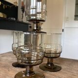 4 vintage smoked glass glasses