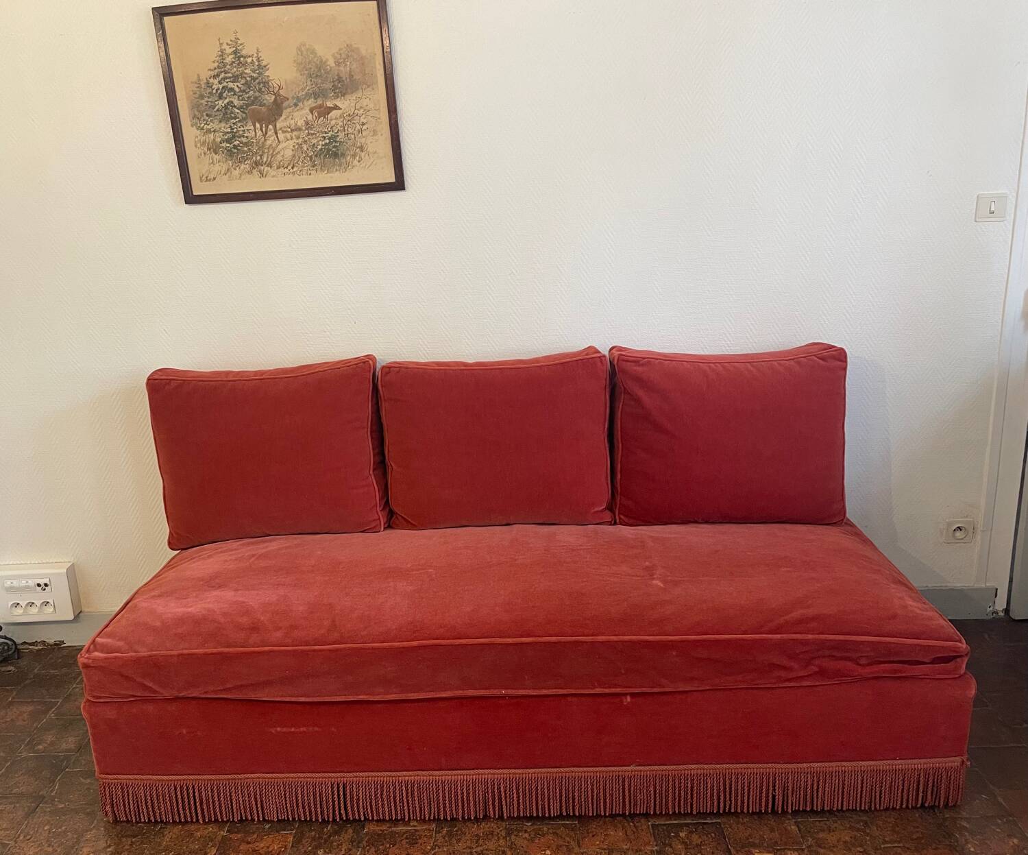 Vintage velvet daybed bench