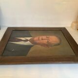 Large portrait painting of a man, oil on canvas, signed.