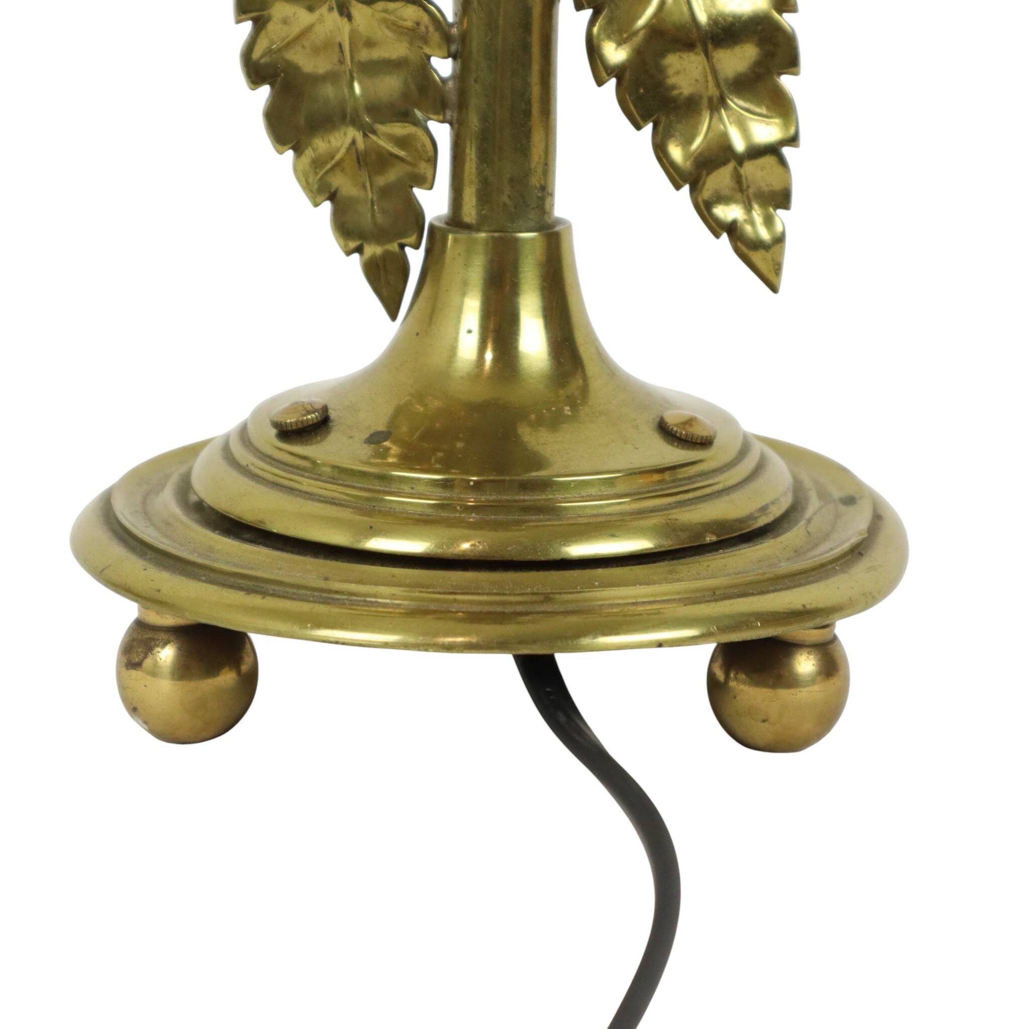 Elegant Floral Table Lamp Brass Art Nouveau Style 43cm