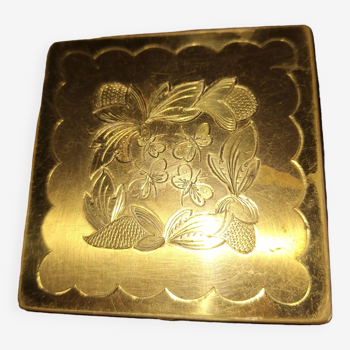 Vintage powder compact with gold mirror