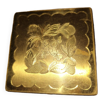 Vintage powder compact with gold mirror