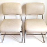 Pair of Skai and chrome metal visitor chairs 1970s