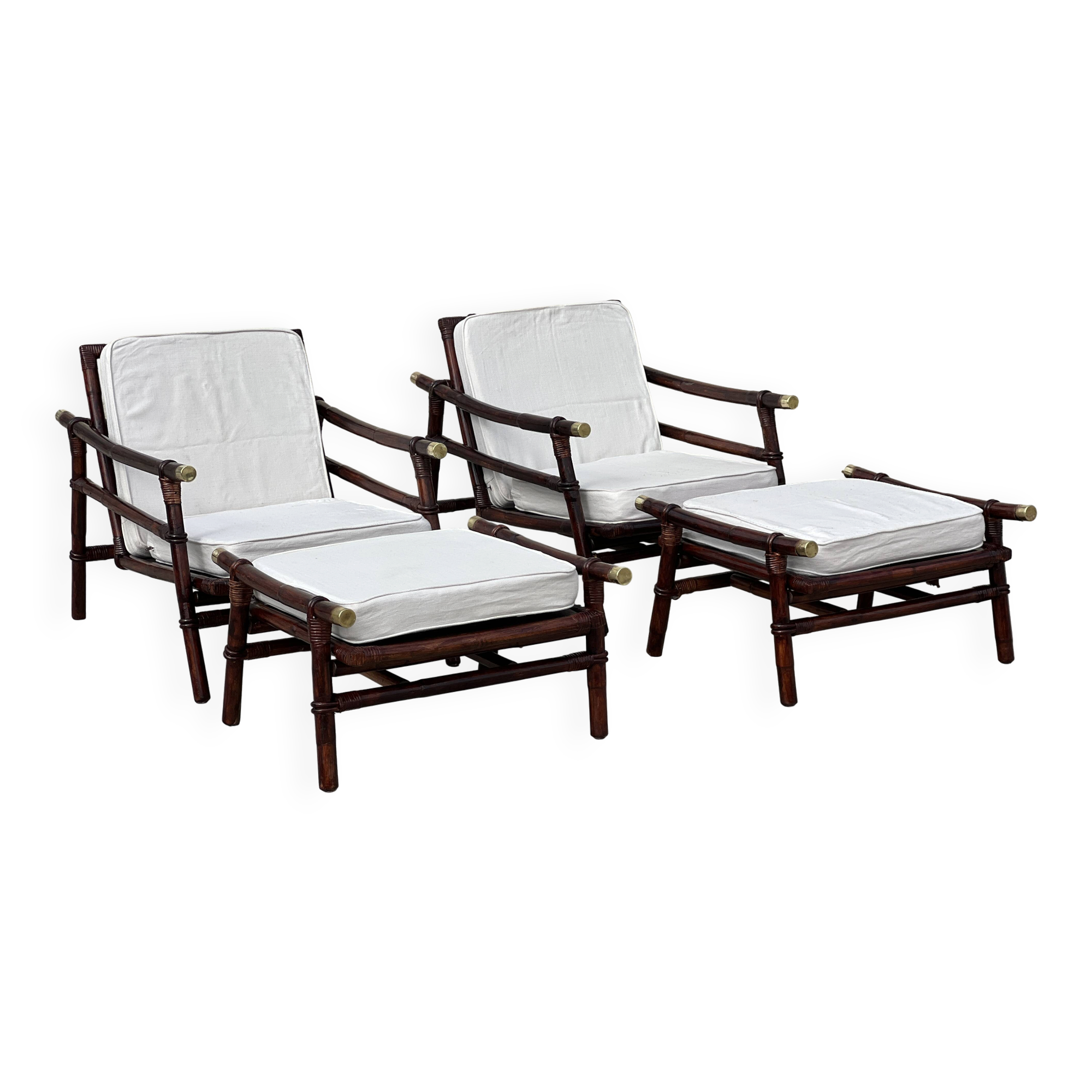 Pair of armchairs and ottomans by John Wisner for Far Horizons – Ficks Reed, 1954