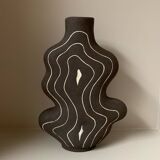 Raw black stoneware vase