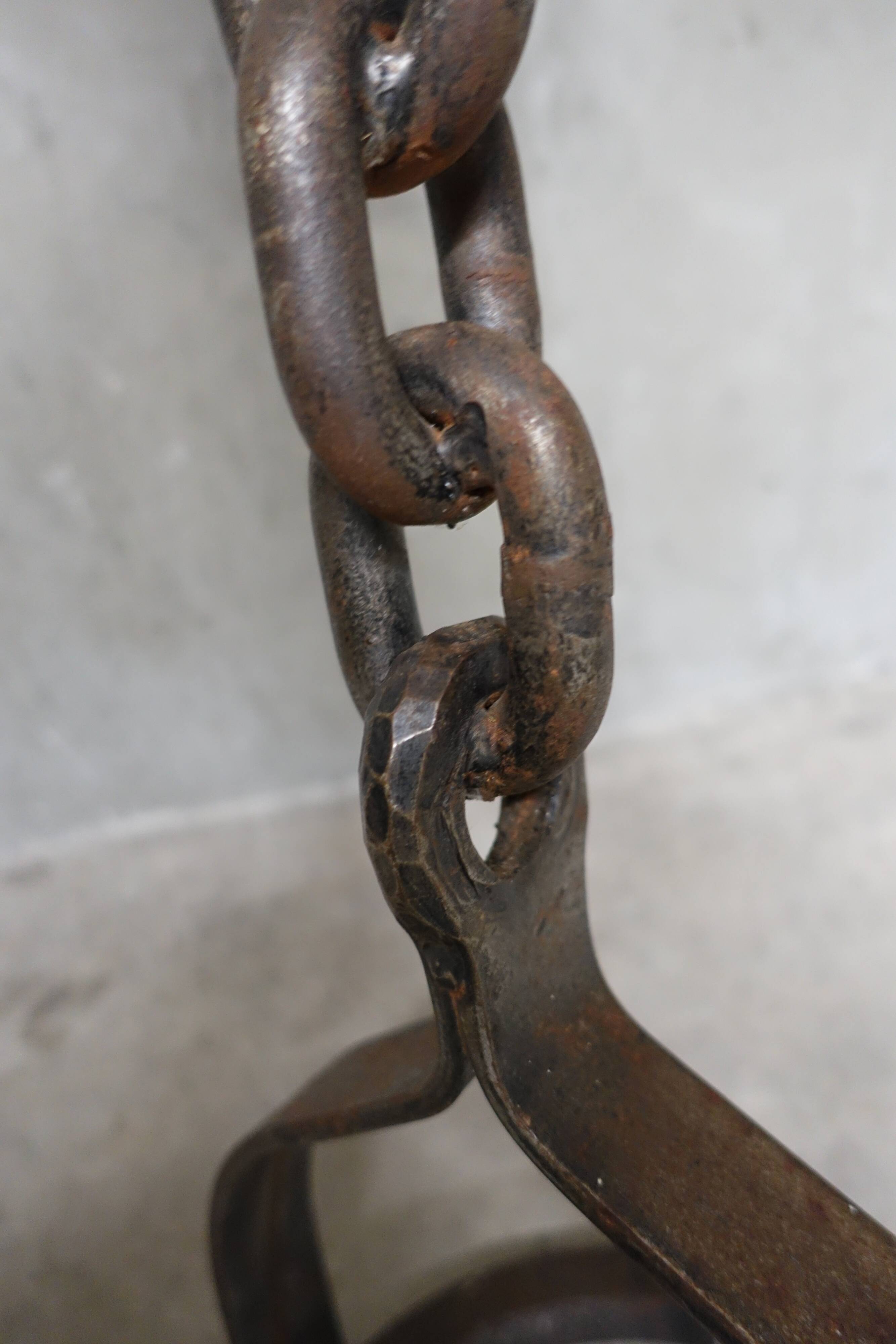 Brutalist wrought iron chain floor lamp 1960s