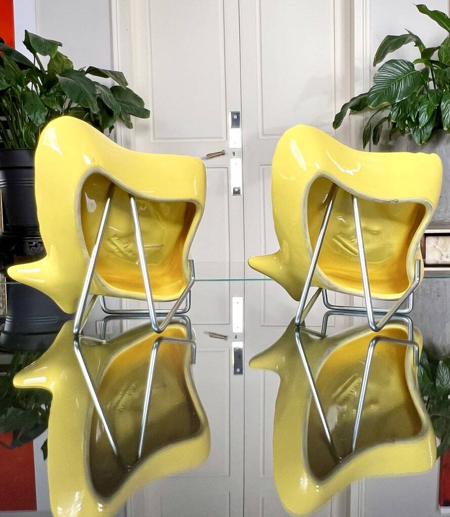 Soap Holder - Pair - Yellow Earthenware - Vintage Fish Bathroom Accessory