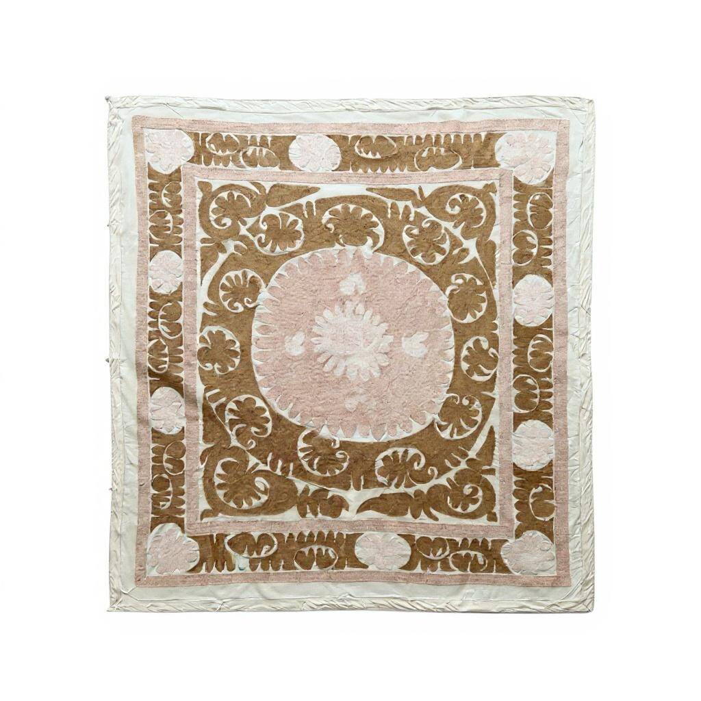 Vintage hand-embroidered tribal tapestry 124x135 cm