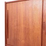 Danish design teak highboard with sliding doors, 1960s