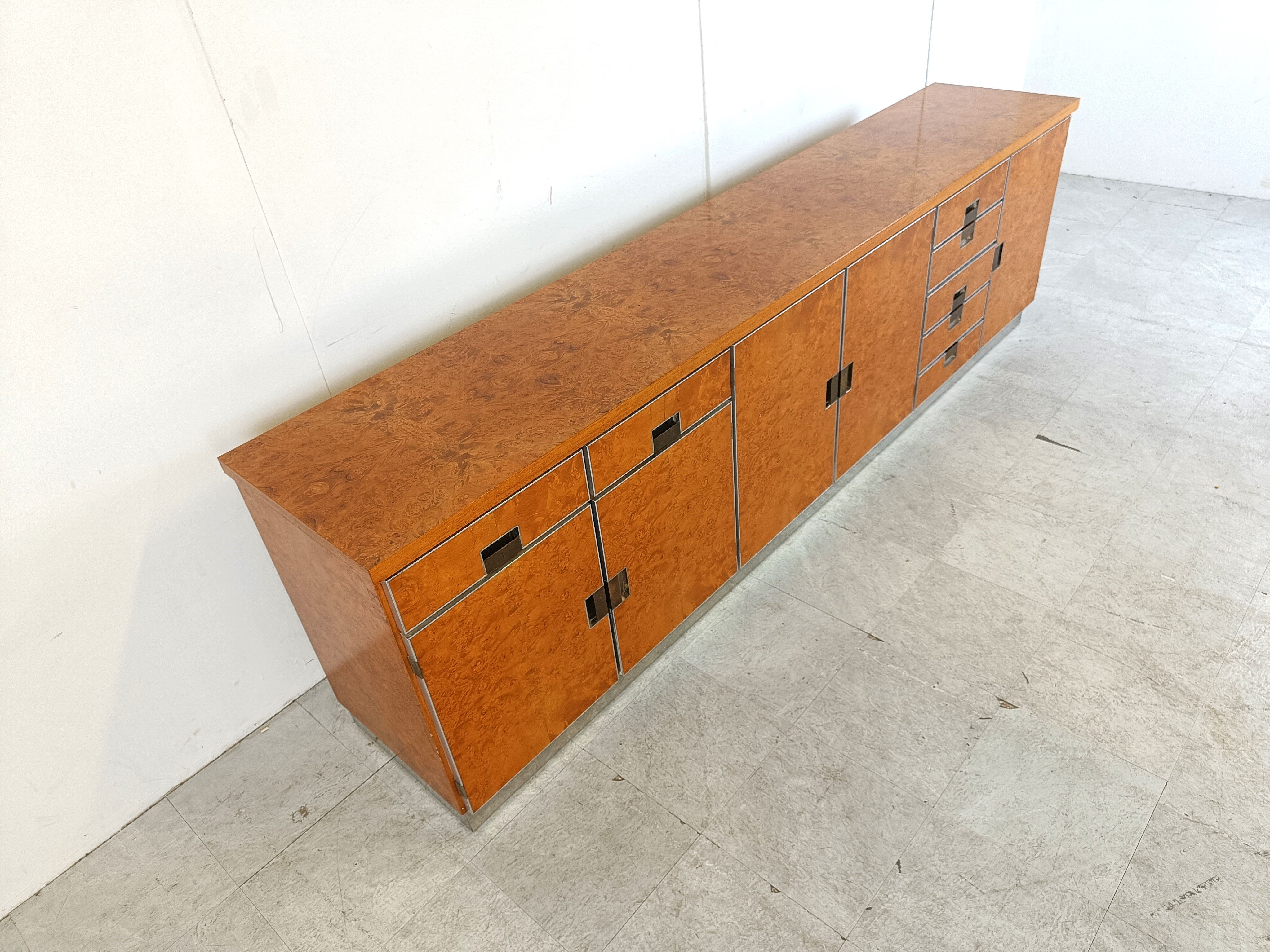 Vintage Italian burl wood credenza, 1970s