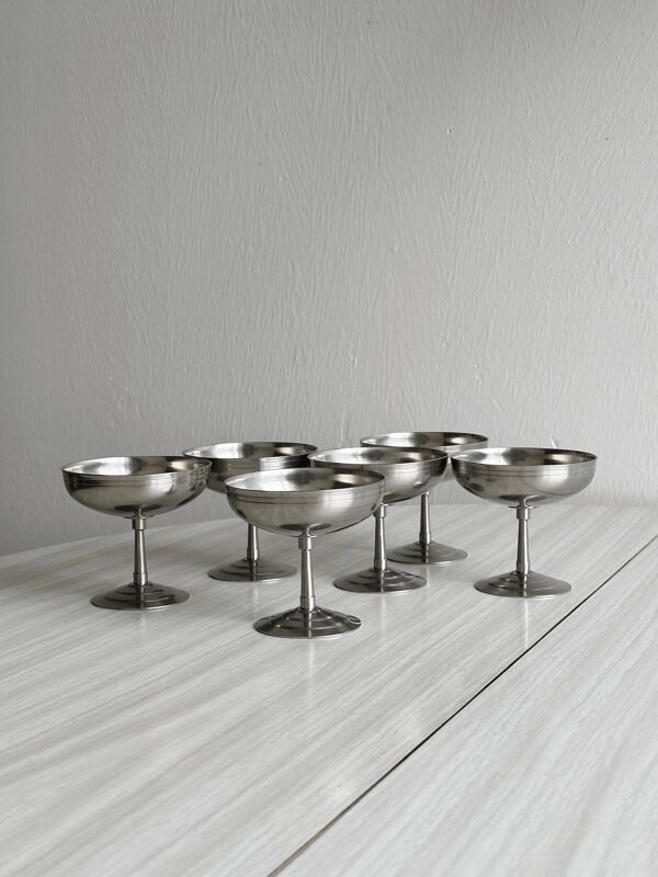 6 coupelles sur pied en inox MAT style Letang Remy