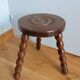 Turned wood tripod stool