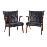 Danish teak and skai armchairs, Erhardsen & Andersen 1960s