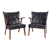 Chaises en teck danois et skai, Erhardsen & Andersen années 1960
