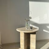 Travertine side table round travertine bedside table