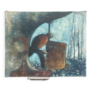 huile, acrylique? composition